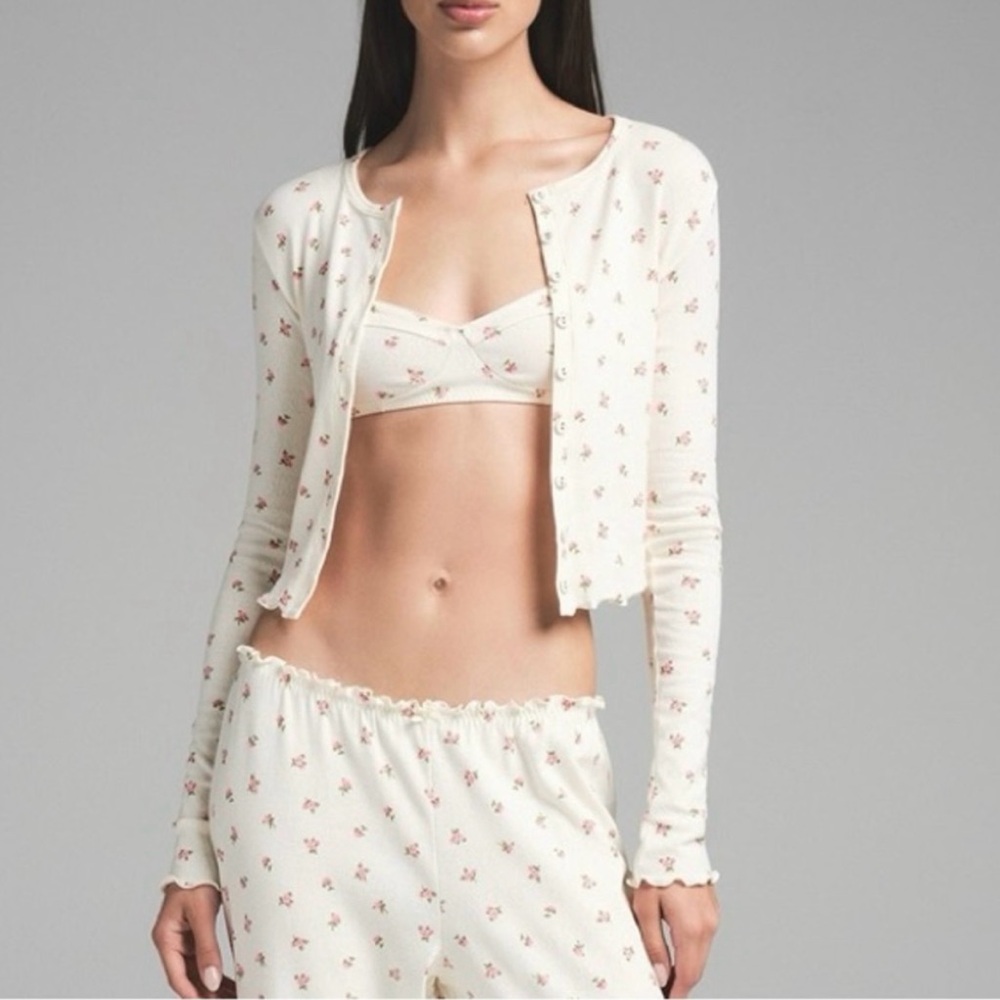 NEW- SKIMS Rosebud Floral Cardigan Sweater - Picture 3 of 6